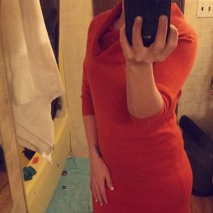 New York & Company small burnt orange tassle dress